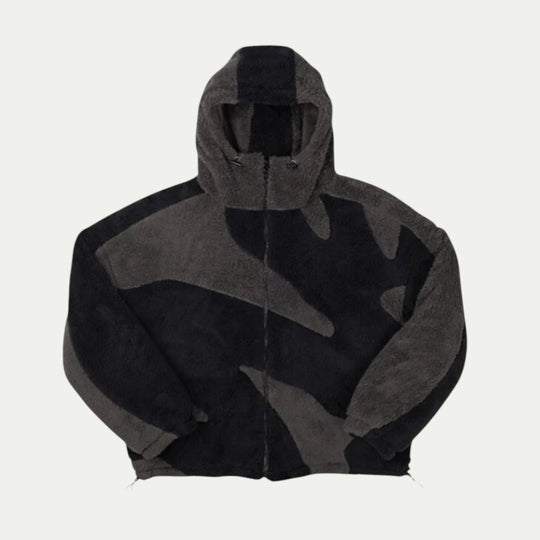 Cotton Blend Fleece Hooded Zip Up Winter Jacket for Men