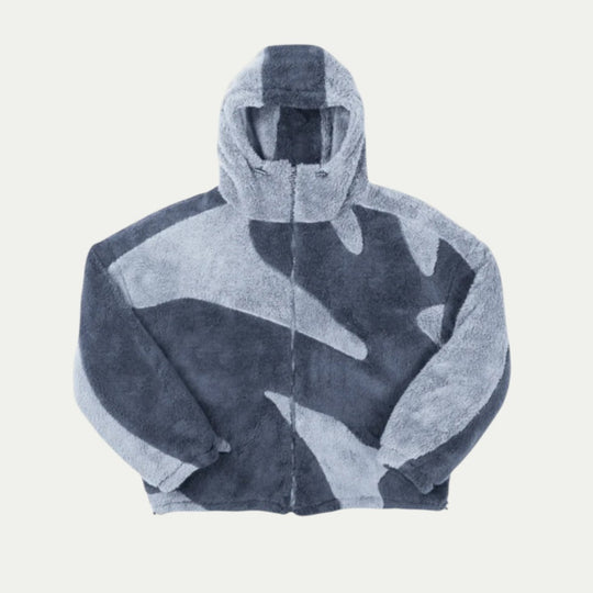 Cotton Blend Fleece Hooded Zip Up Winter Jacket for Men