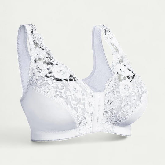 Women Lace Front Closure Push Up Bra Wireless Comfort