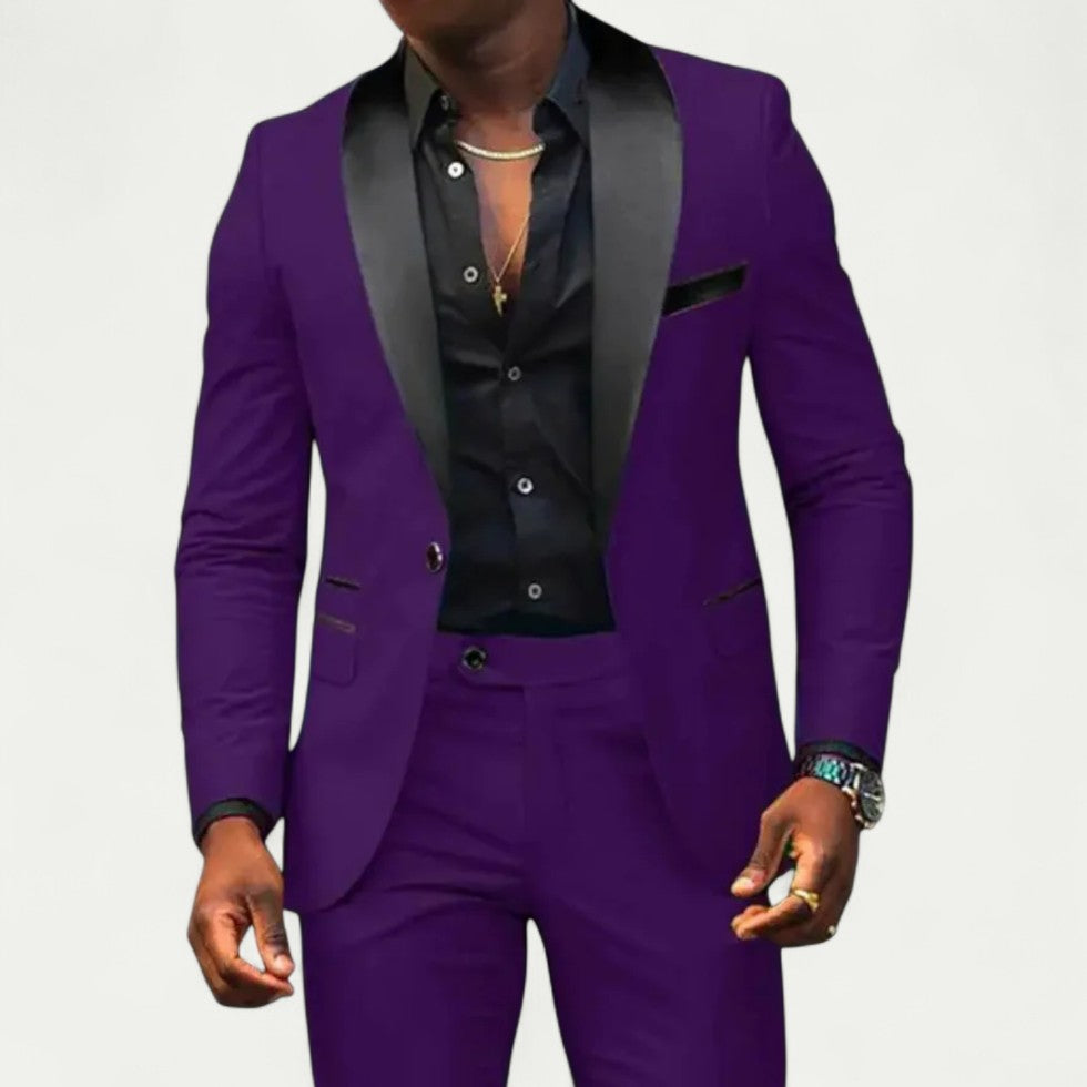 Men Slim Fit Three Piece Formal Suit with Blazer and Trousers