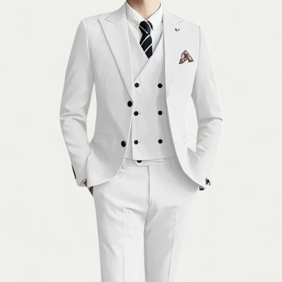 Three Piece Double Breasted Slim Fit Wedding Guest Suit