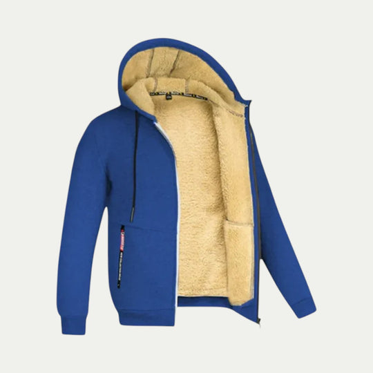 Men Fleece Lined Winter Hooded Zip Up Jacket