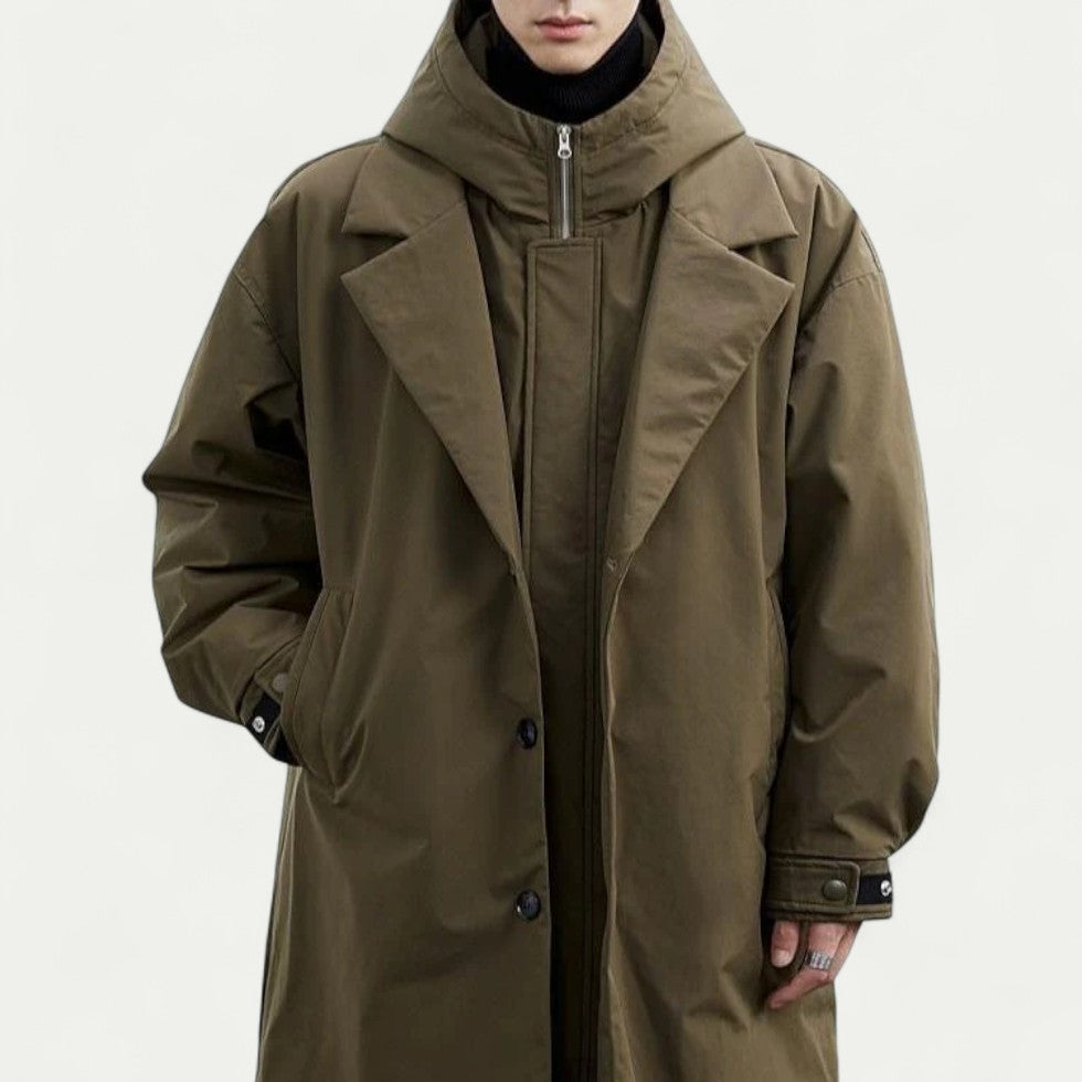 Oversized Hooded Trench Coat for Men