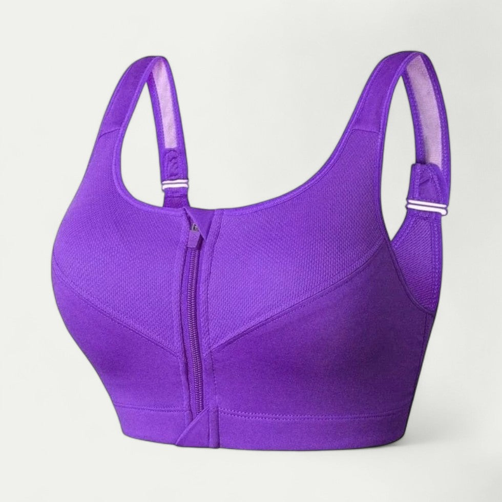 Women Front Zip Sports Bra Seamless Wireless Support