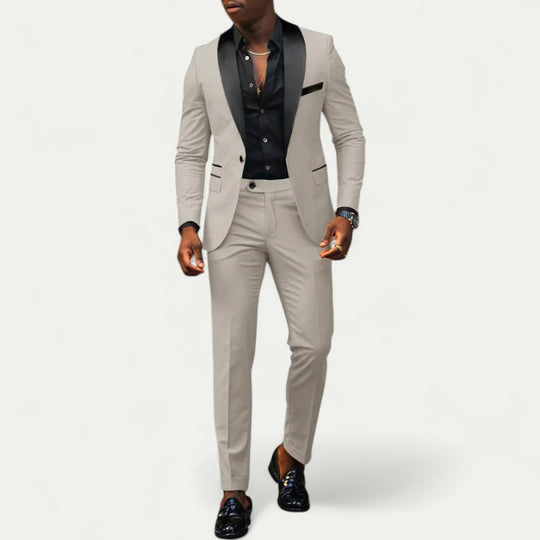 Men Slim Fit Three Piece Formal Suit with Blazer and Trousers