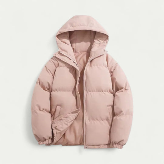 Men's Hooded Puffer Jacket with Zip Closure Winter Warm