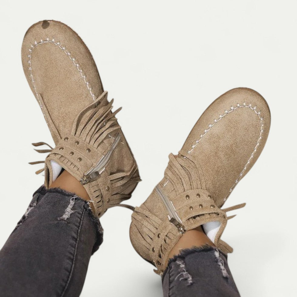 Women Orthopedic Cowboy Ankle Boots with Fringe