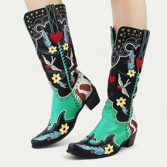 Orthopedic Western Cowboy Boots Embroidered Knee High