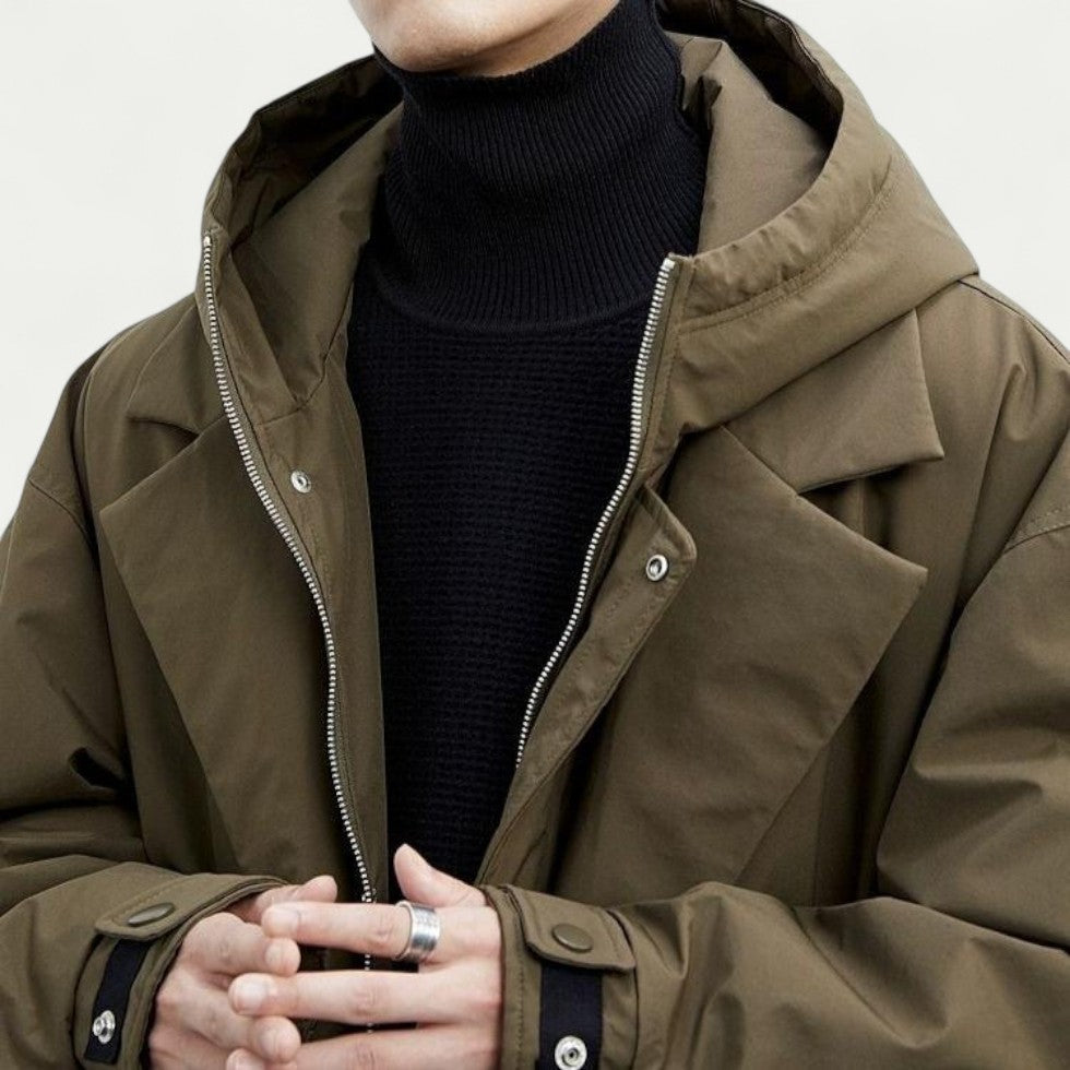 Oversized Hooded Trench Coat for Men