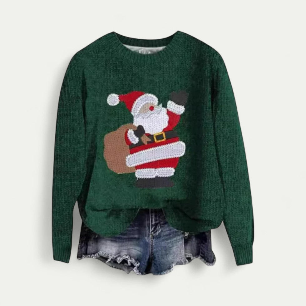 Women Long Sleeve Christmas Santa Knit Jumper