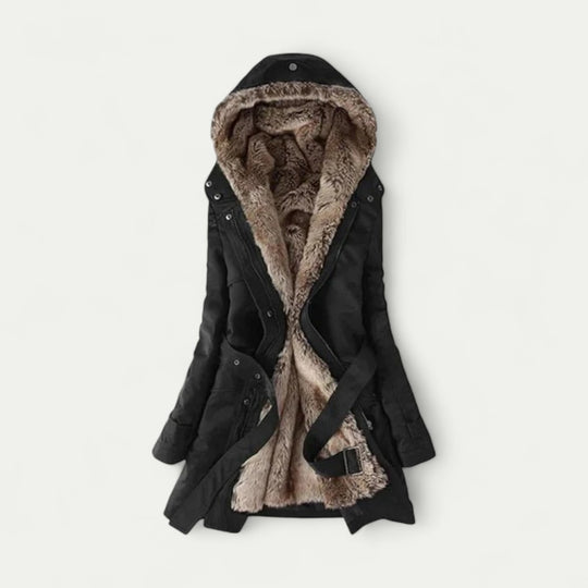 Faux Fur Lined Hooded Winter Parka Coat for Women