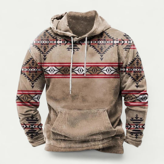 Men Vintage Printed Casual Hooded Sweatshirt