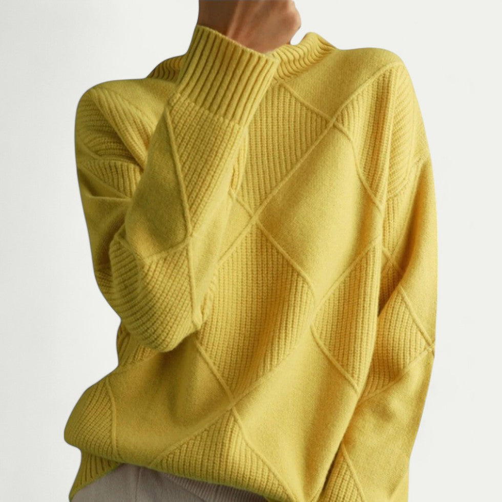 Ladies Cotton Turtleneck Pullover Textured Sweater