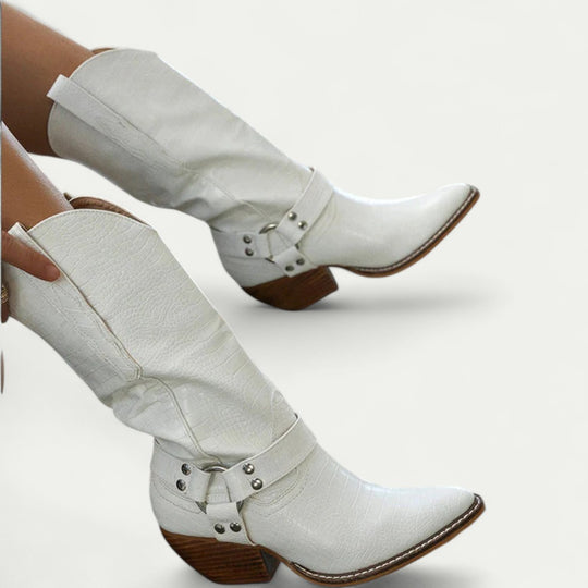 Orthopedic Western Cowboy Boots with Harness Strap Detail