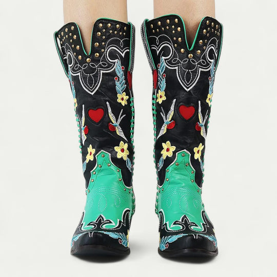 Orthopedic Western Cowboy Boots Embroidered Knee High