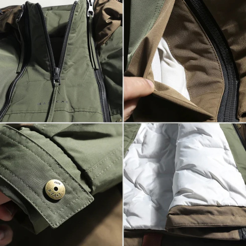 Men’s Cotton Blend Padded Hooded Winter Jacket with Zipper Closure