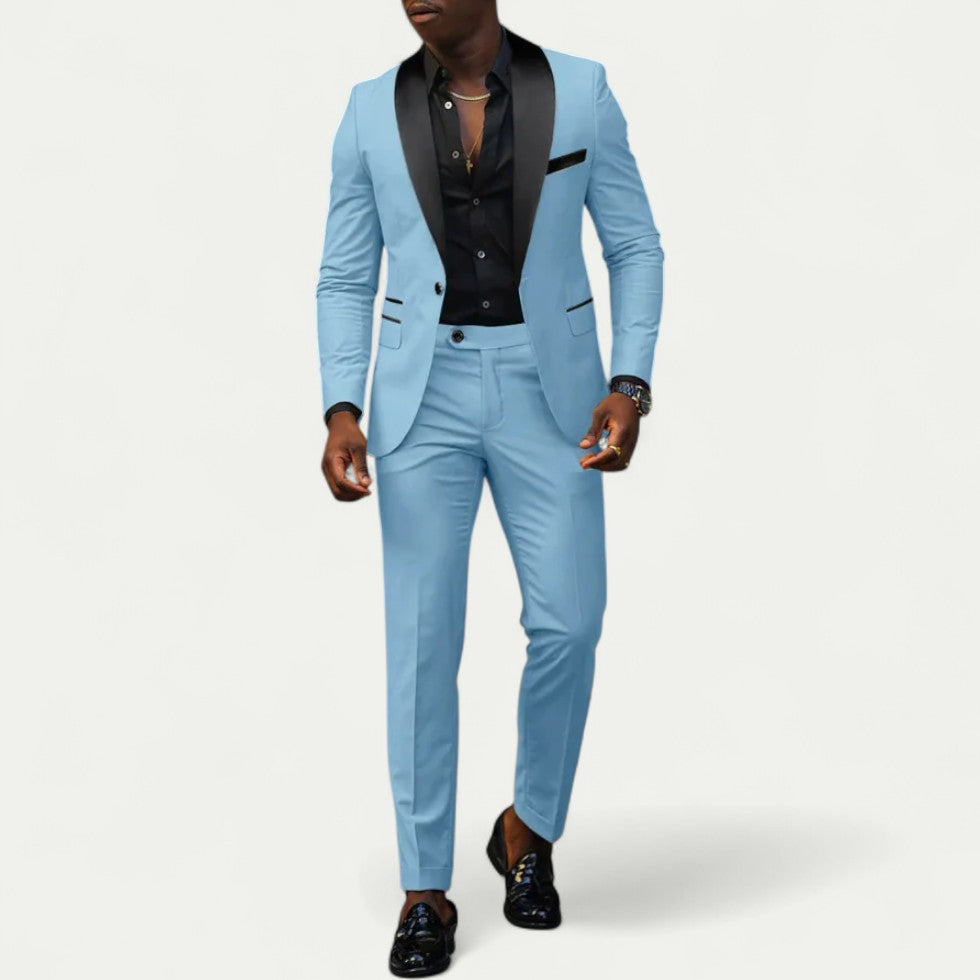 Men Slim Fit Three Piece Formal Suit with Blazer and Trousers