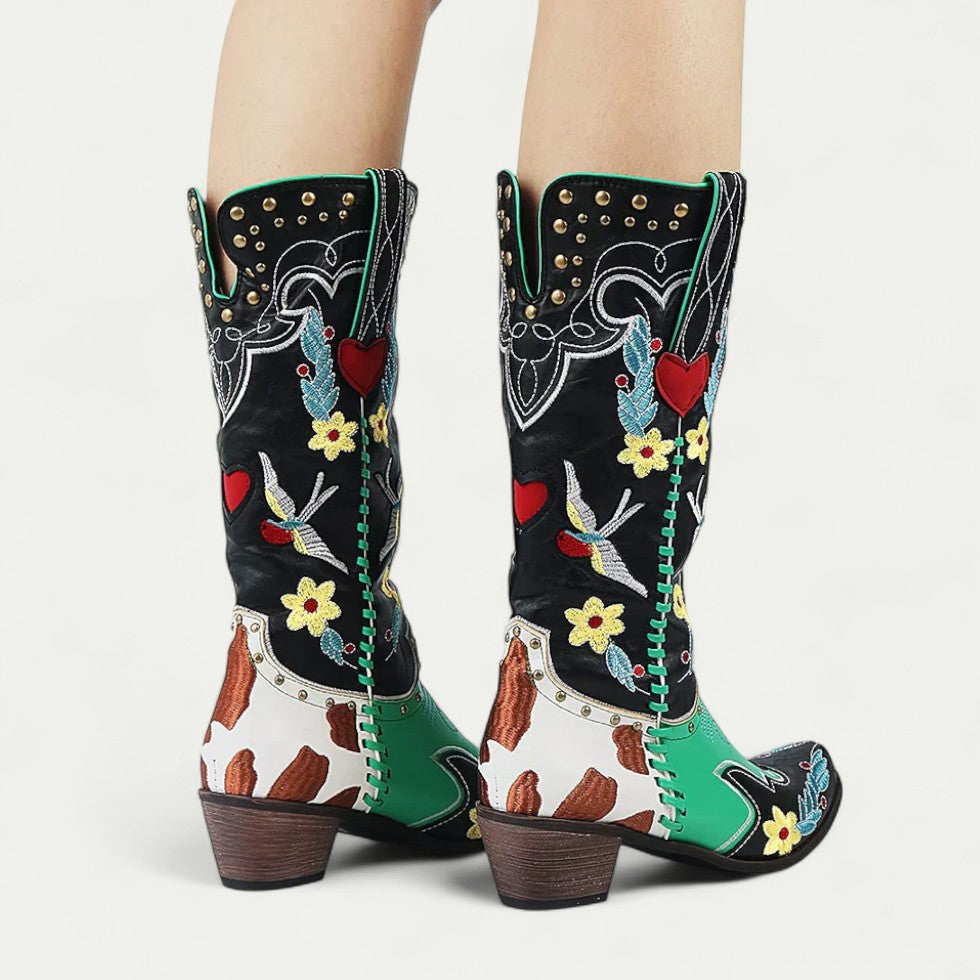 Orthopedic Western Cowboy Boots Embroidered Knee High