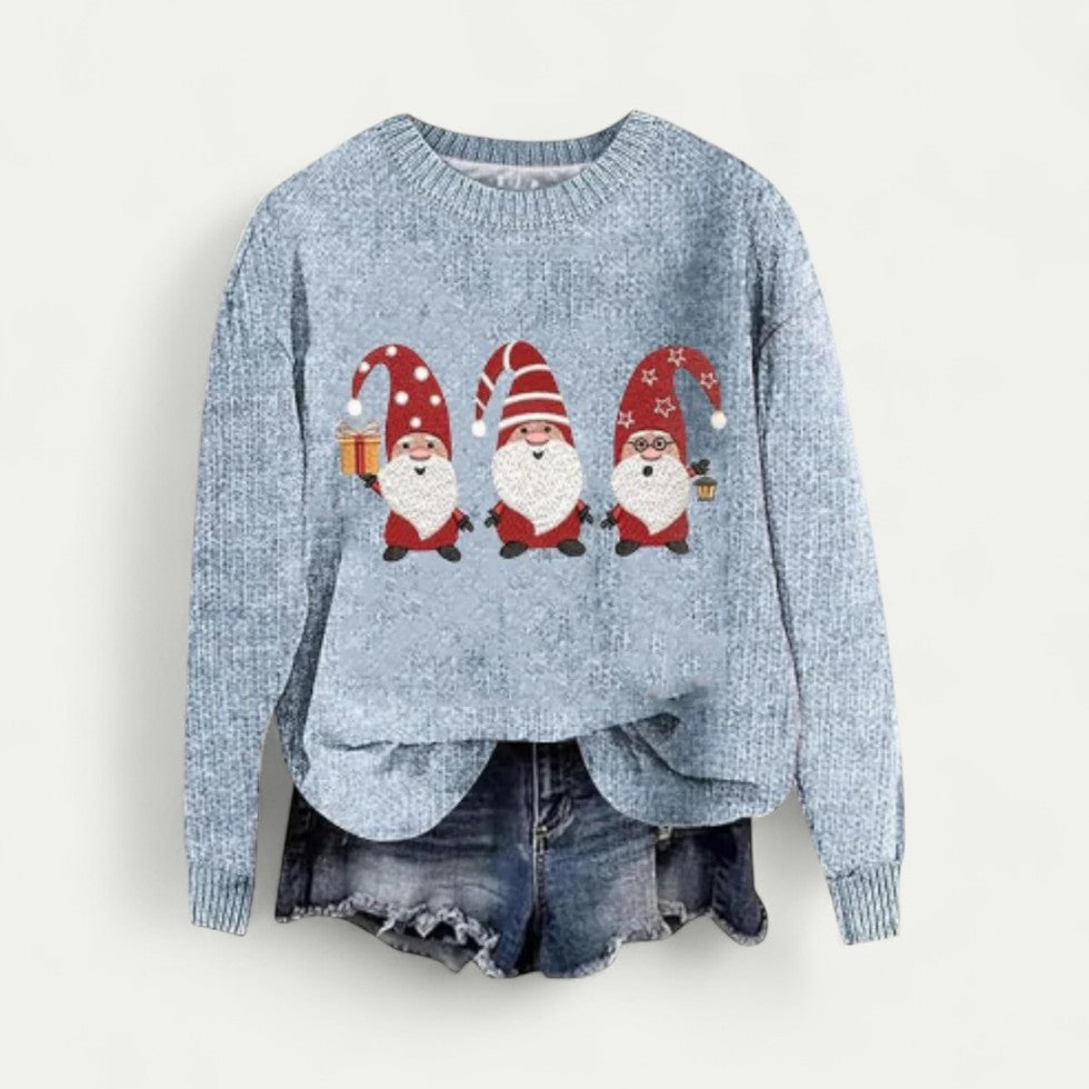 Women Long Sleeve Christmas Santa Knit Jumper
