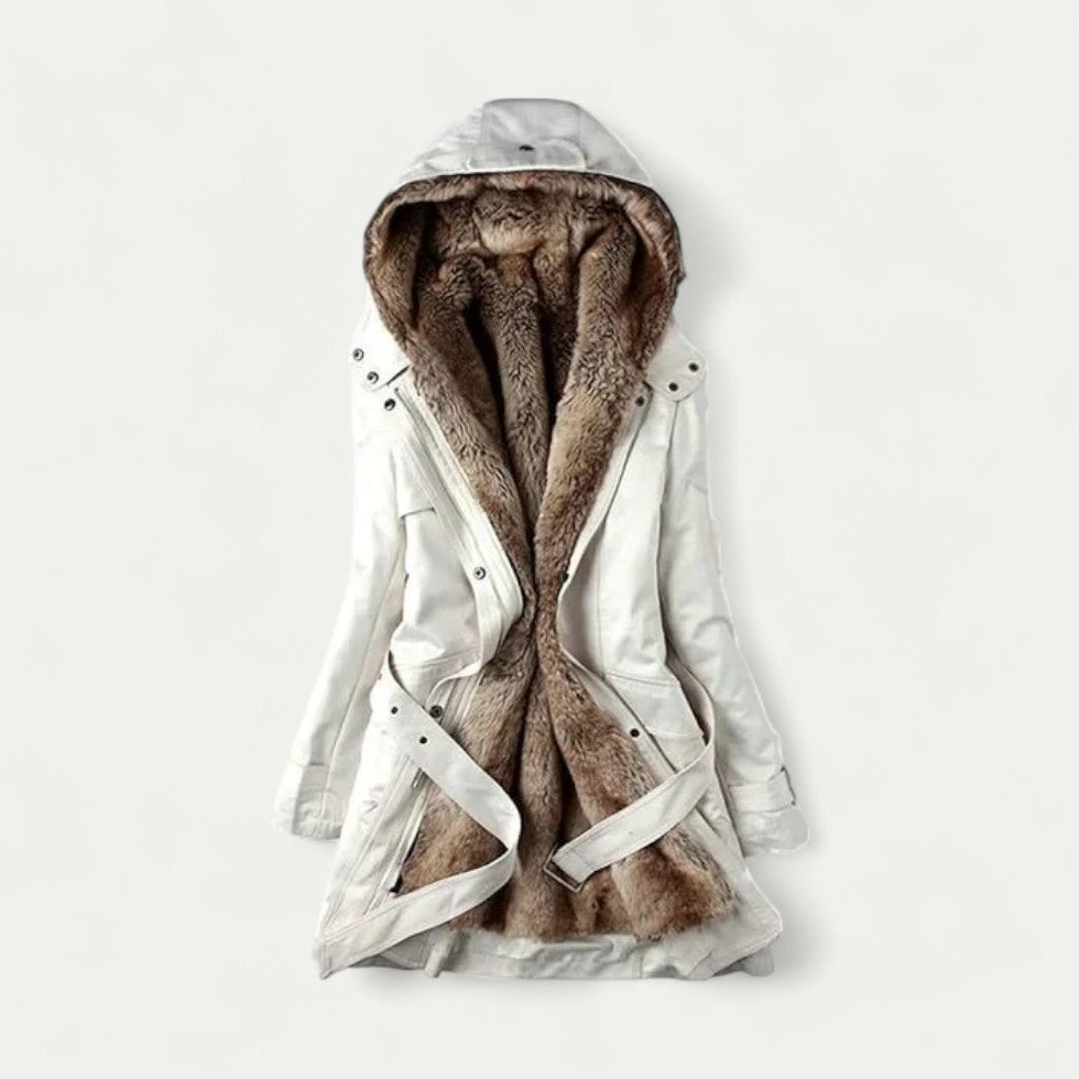Faux Fur Lined Hooded Winter Parka Coat for Women