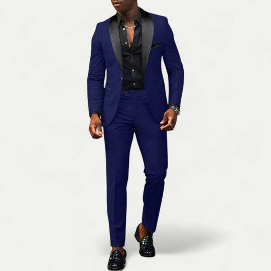 Men Slim Fit Three Piece Formal Suit with Blazer and Trousers