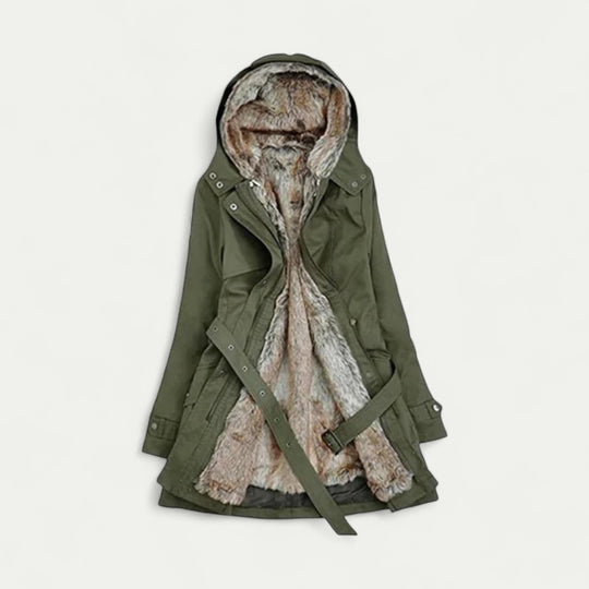Faux Fur Lined Hooded Winter Parka Coat for Women