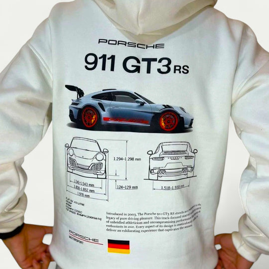 Oversized Cotton Blend Hoodie with Sports Car Graphic for Men