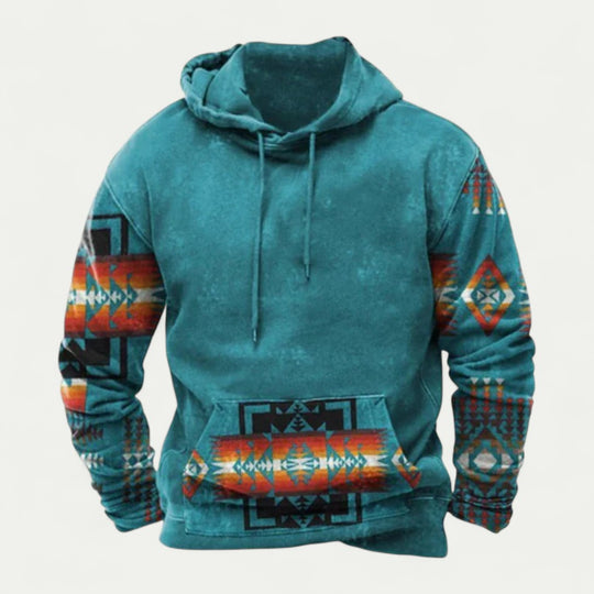 Men Vintage Printed Casual Hooded Sweatshirt