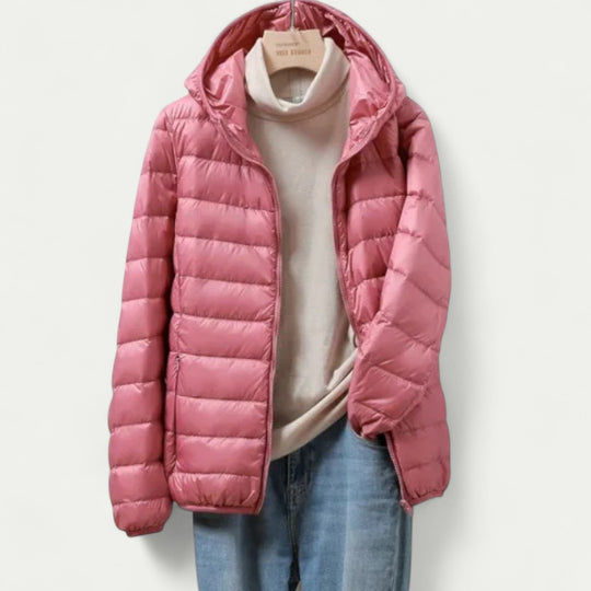Lightweight Packable Puffer Jacket with Hood for Women