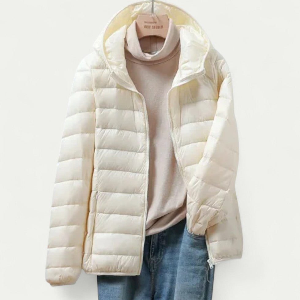 Lightweight Packable Puffer Jacket with Hood for Women