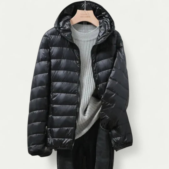 Lightweight Packable Puffer Jacket with Hood for Women