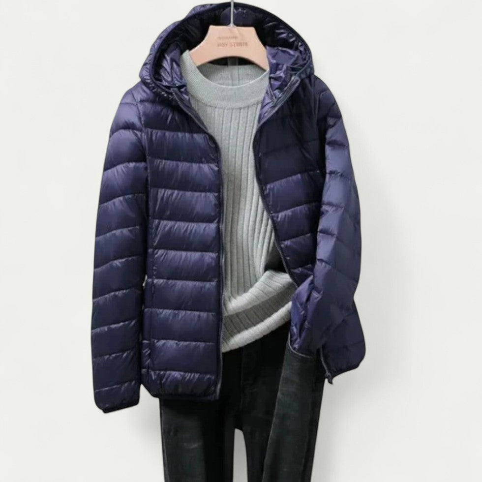 Lightweight Packable Puffer Jacket with Hood for Women