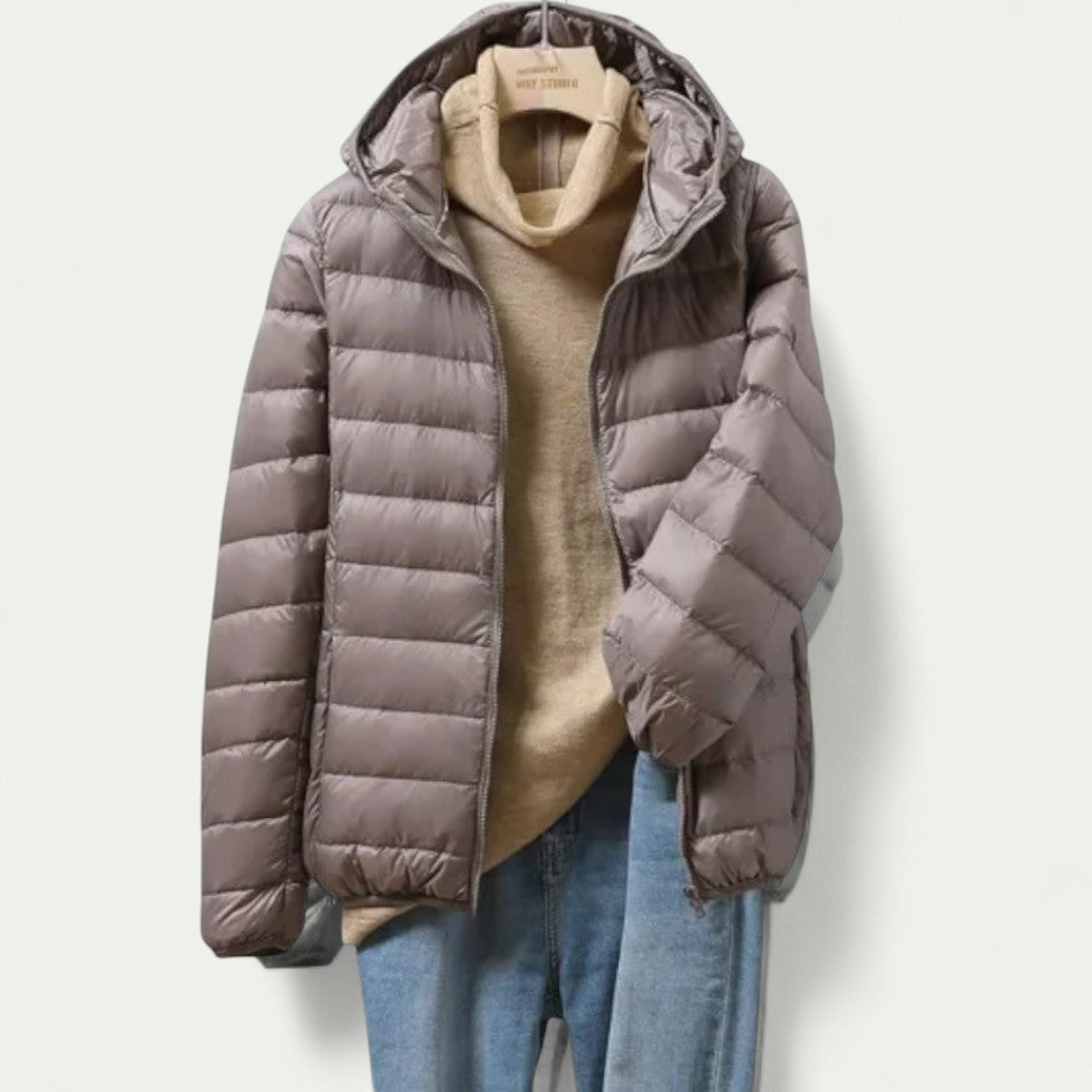 Lightweight Packable Puffer Jacket with Hood for Women