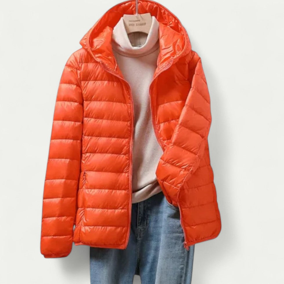 Lightweight Packable Puffer Jacket with Hood for Women