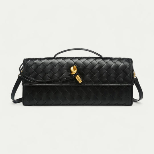 Woven Leather Clutch Shoulder Bag for Women