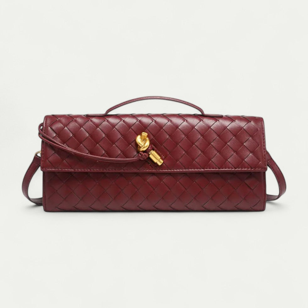 Woven Leather Clutch Shoulder Bag for Women