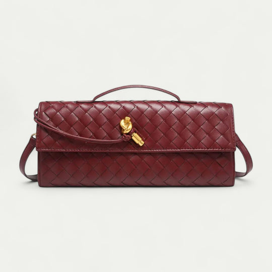 Woven Leather Clutch Shoulder Bag for Women