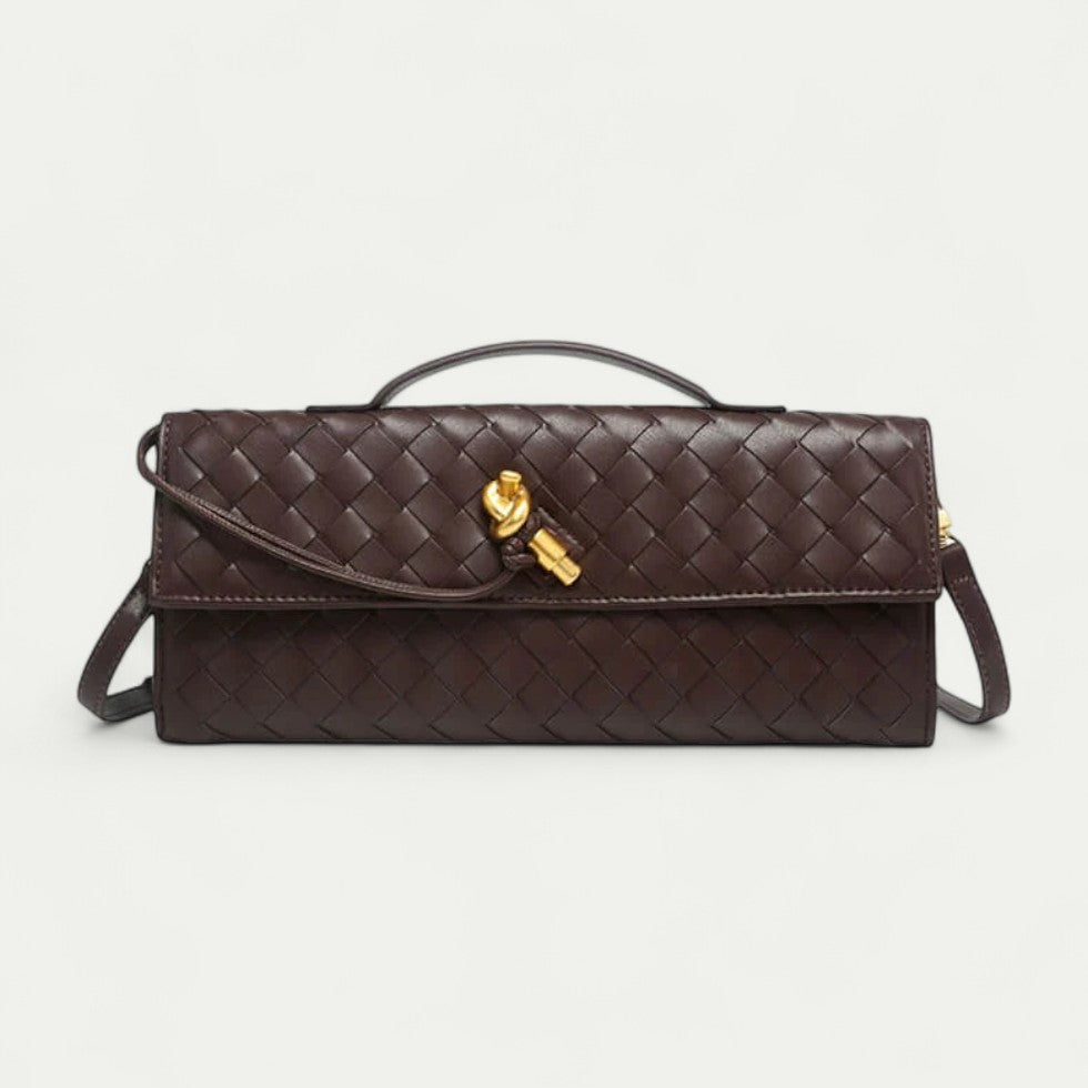 Woven Leather Clutch Shoulder Bag for Women