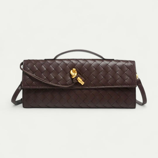 Woven Leather Clutch Shoulder Bag for Women