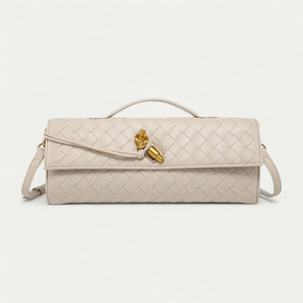 Woven Leather Clutch Shoulder Bag for Women