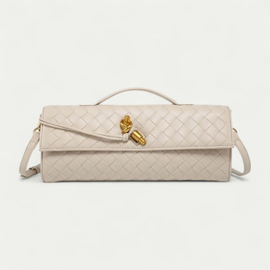 Woven Leather Clutch Shoulder Bag for Women