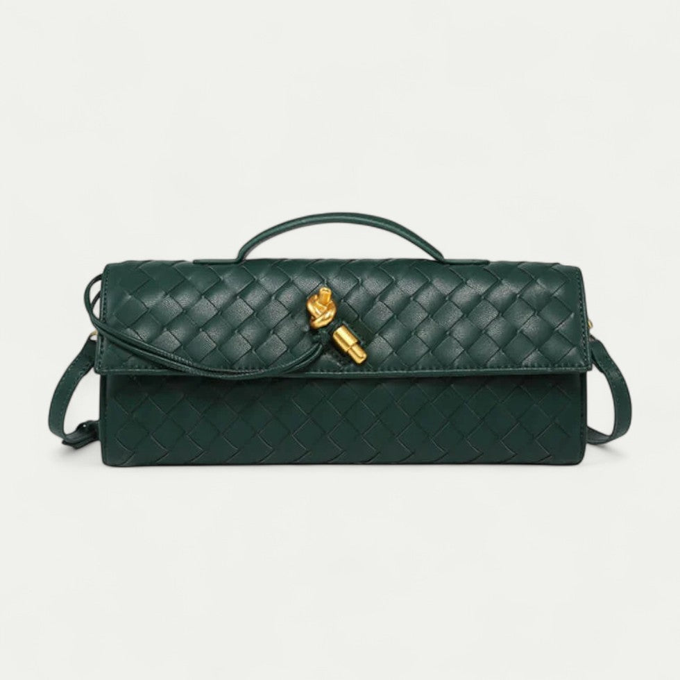 Woven Leather Clutch Shoulder Bag for Women