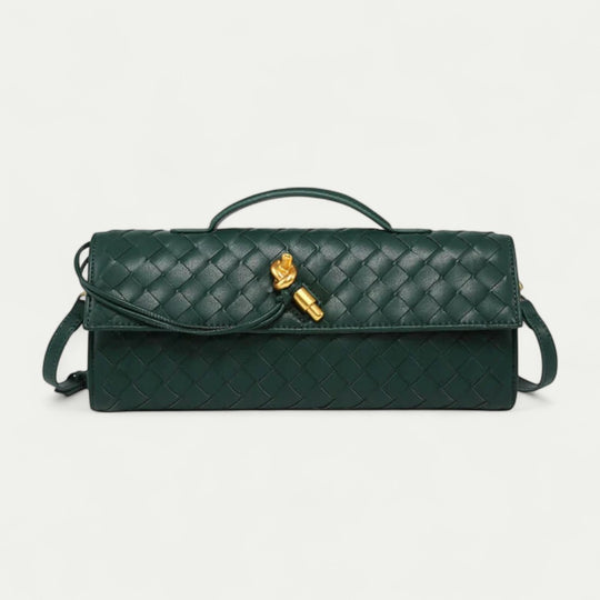 Woven Leather Clutch Shoulder Bag for Women