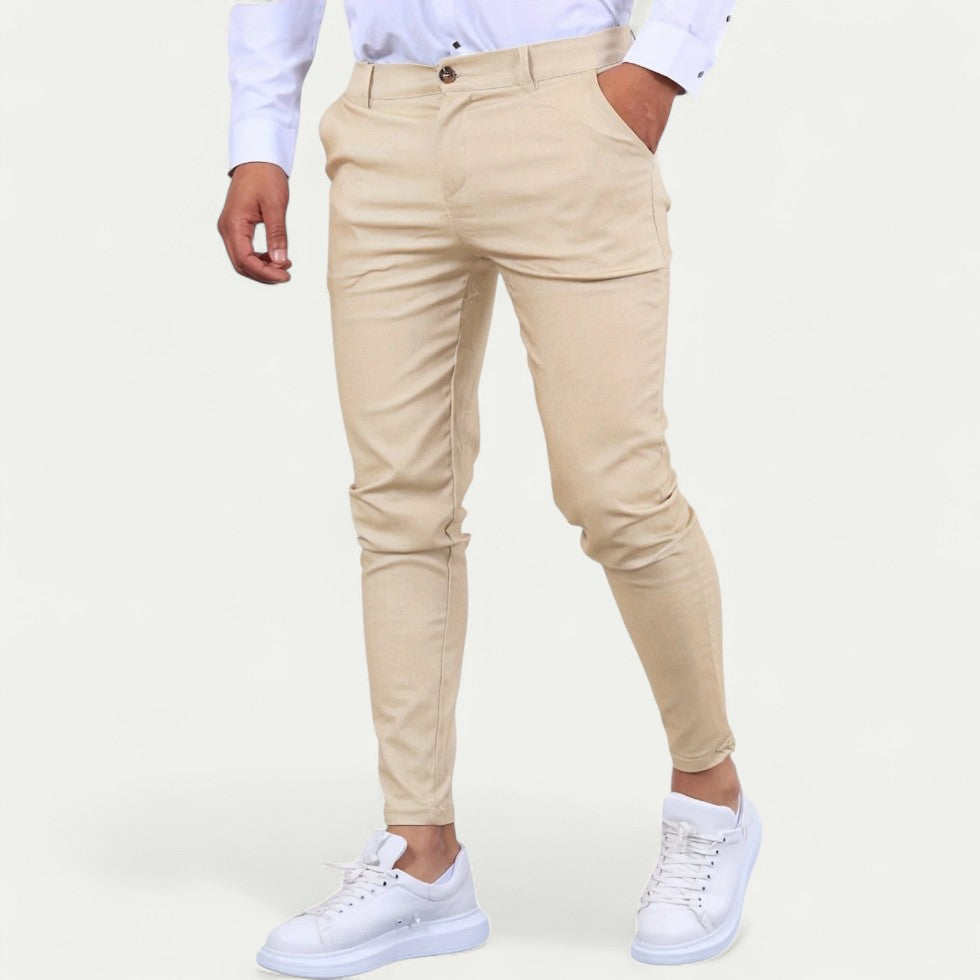 Men’s Cotton Blend Slim Fit Chino Trousers