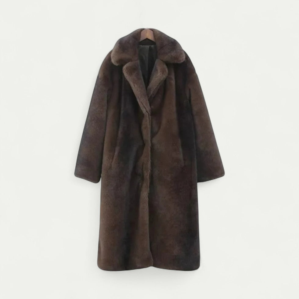 Long Faux Fur Trench Coat For Women