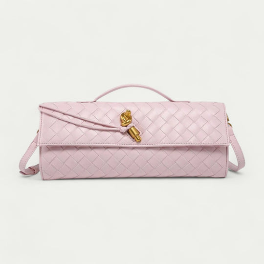 Woven Leather Clutch Shoulder Bag for Women