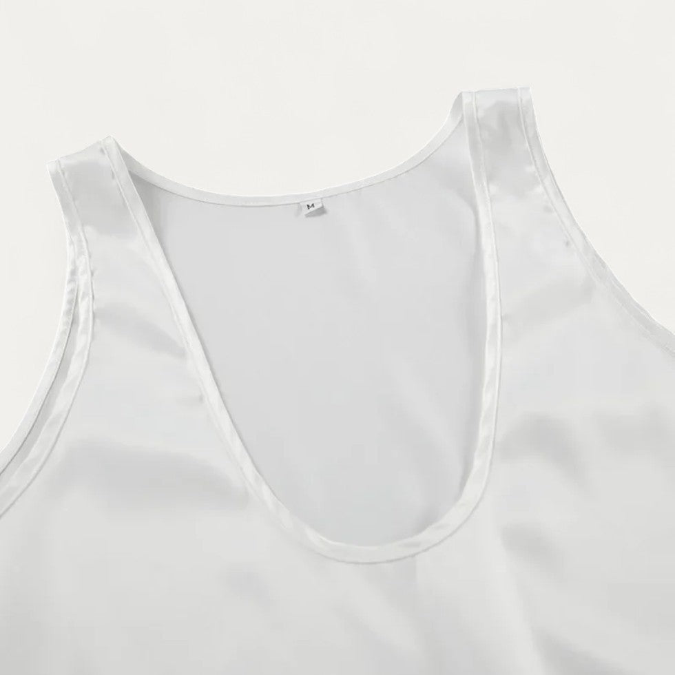 Satin Deep V Neck Sleeveless Tank Top for Women