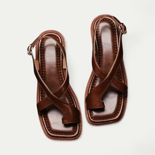 Orthopedic Leather Cross Strap Sandals for Women