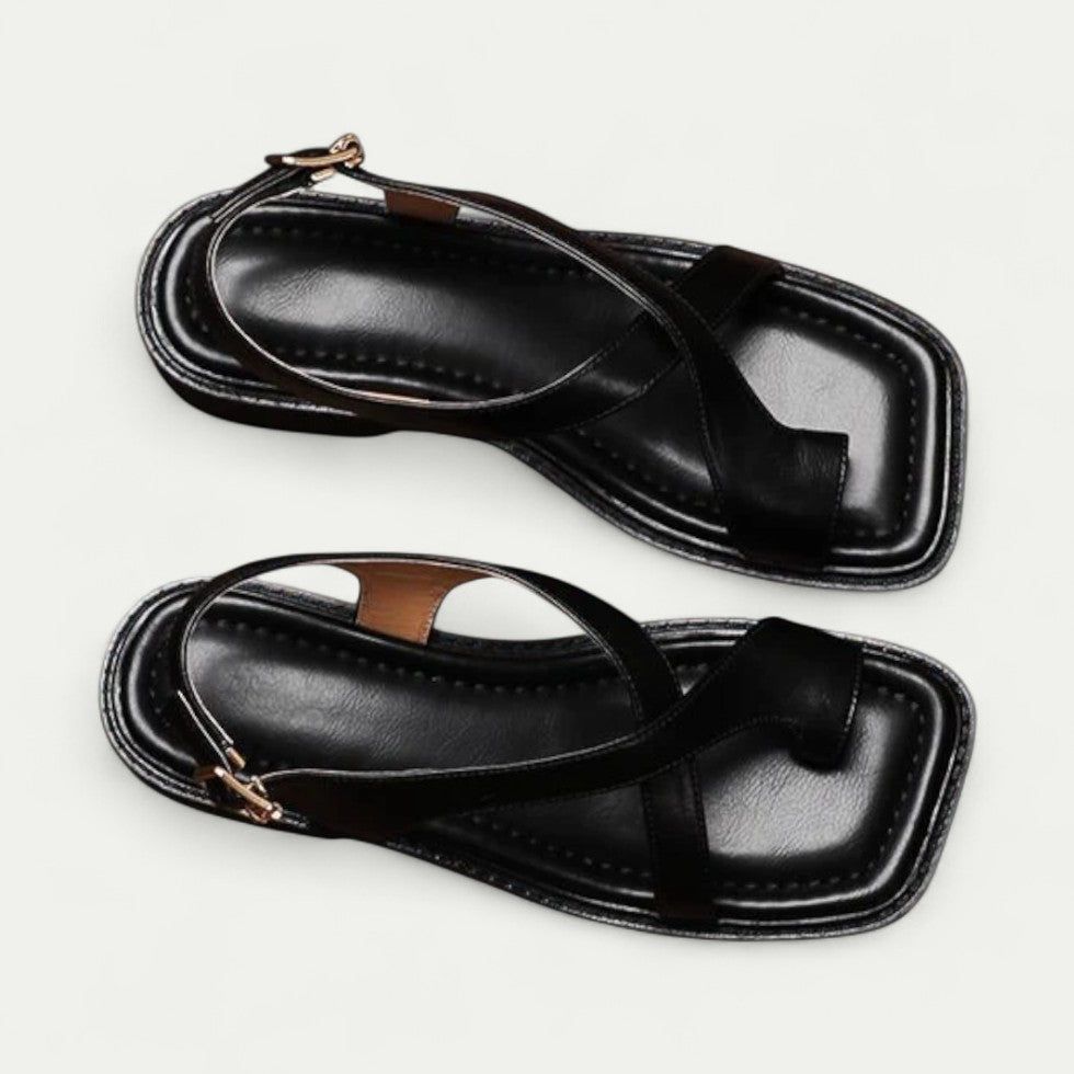 Orthopedic Leather Cross Strap Sandals for Women