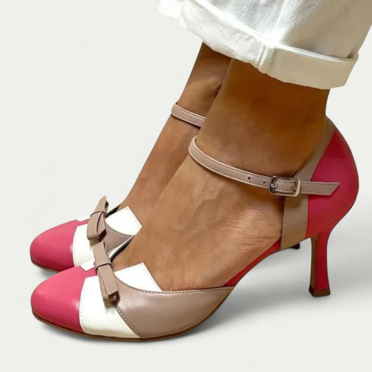 Orthopedic Mid Heel Pumps with Bow Detail